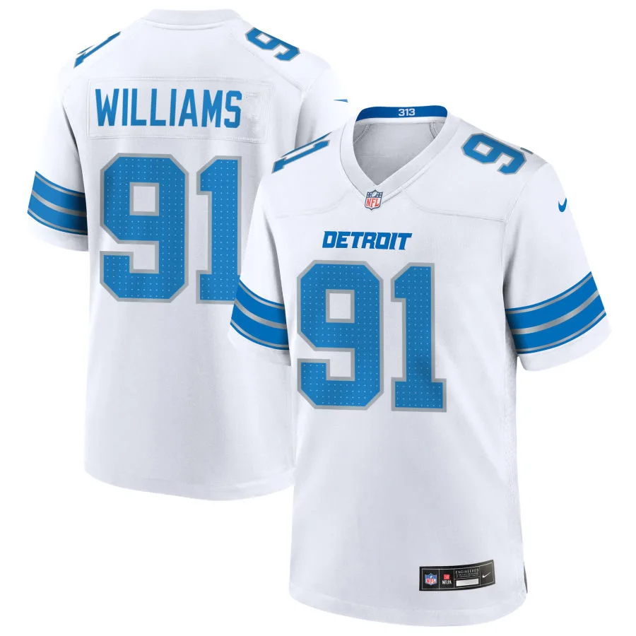 Mens Detroit Lions #91 Tyleik Williams Nike White Vapor F.U.S.E. Limited Jersey