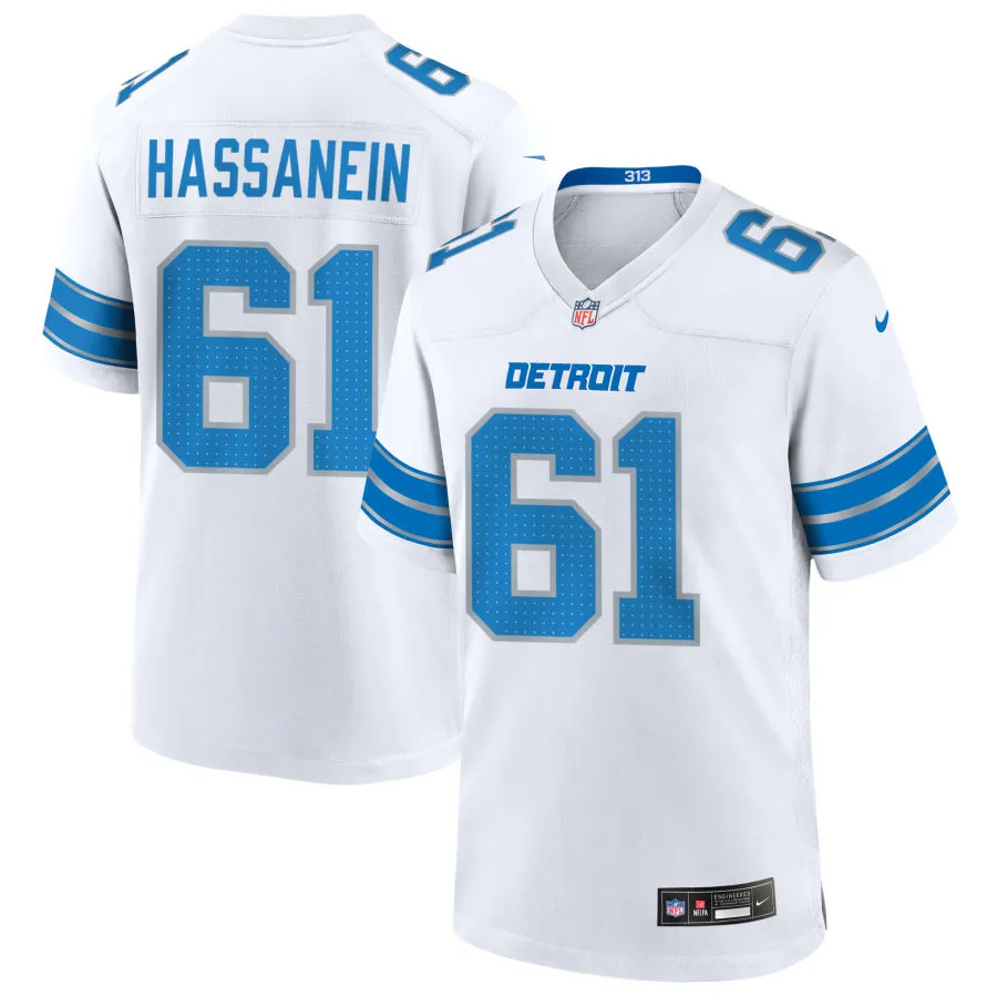 Mens Detroit Lions #61 Ahmed Hassanein Nike White Vapor F.U.S.E. Limited Jersey
