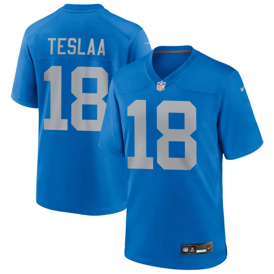 Mens Detroit Lions #18 Isaac TeSlaa Nike Royal Alternate Retro F.U.S.E. Limited Jersey