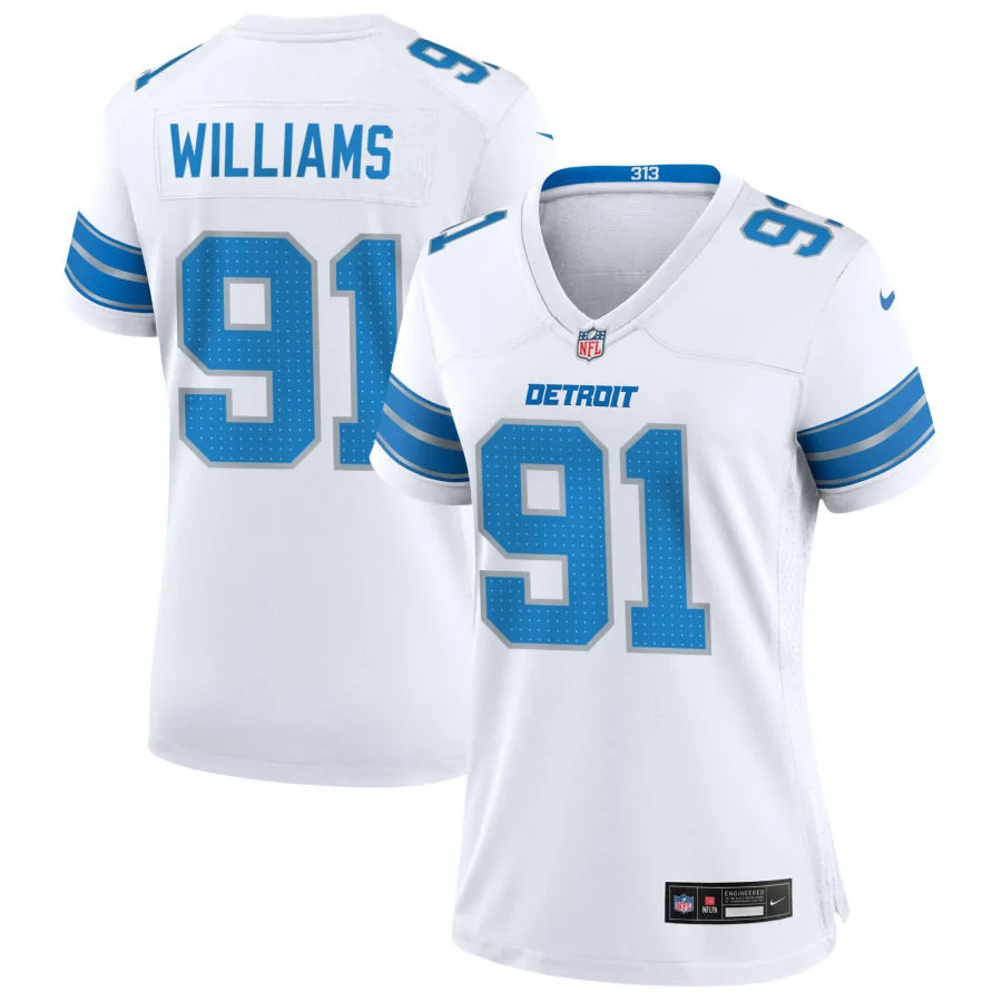 Womens Detroit Lions #91 Tyleik Williams Nike 2025 White Limited Jersey