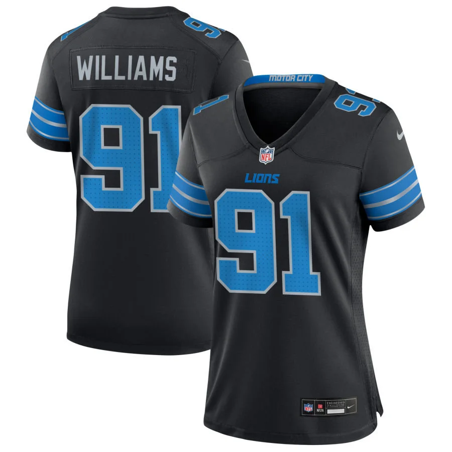 Womens Detroit Lions #91 Tyleik Williams Black 2nd Alternate Limited Jersey