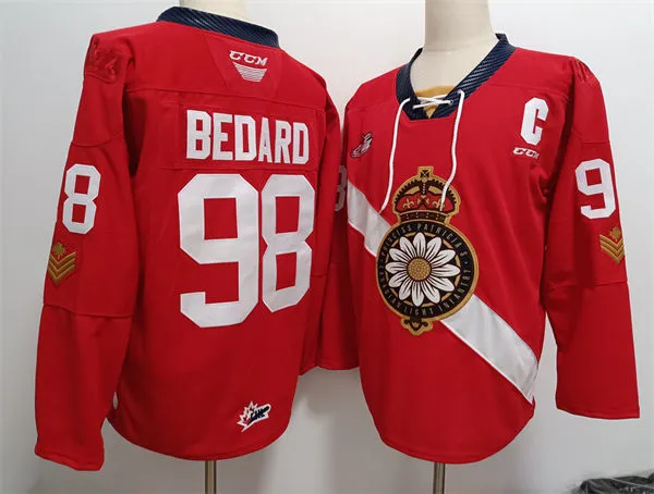 Mens Regina Pats #98 Connor Bedard Home Red WHL Hockey Jersey 
