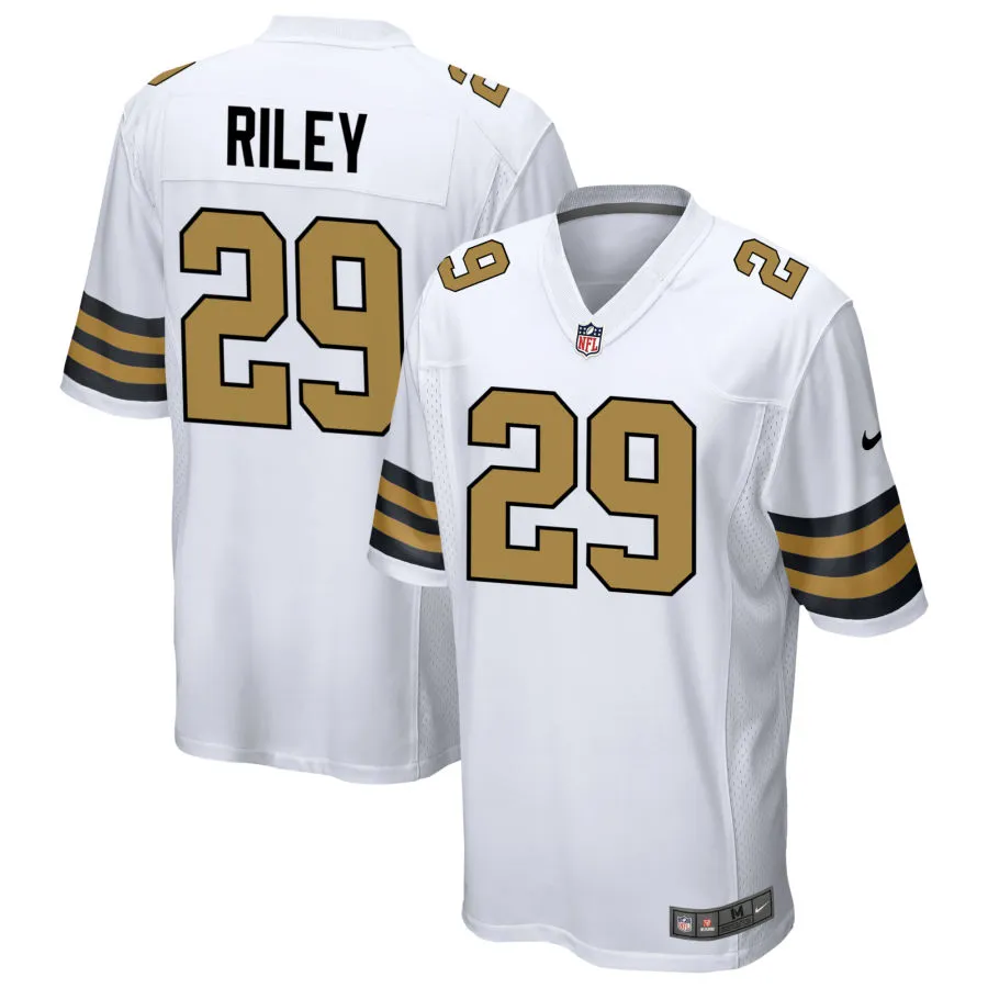 Mens New Orleans Saints #29 Quincy Riley Nike White Gold Alternate F.U.S.E Limited Jersey