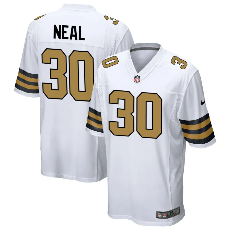 Mens New Orleans Saints #30 Devin Neal Nike White Gold Alternate F.U.S.E Limited Jersey
