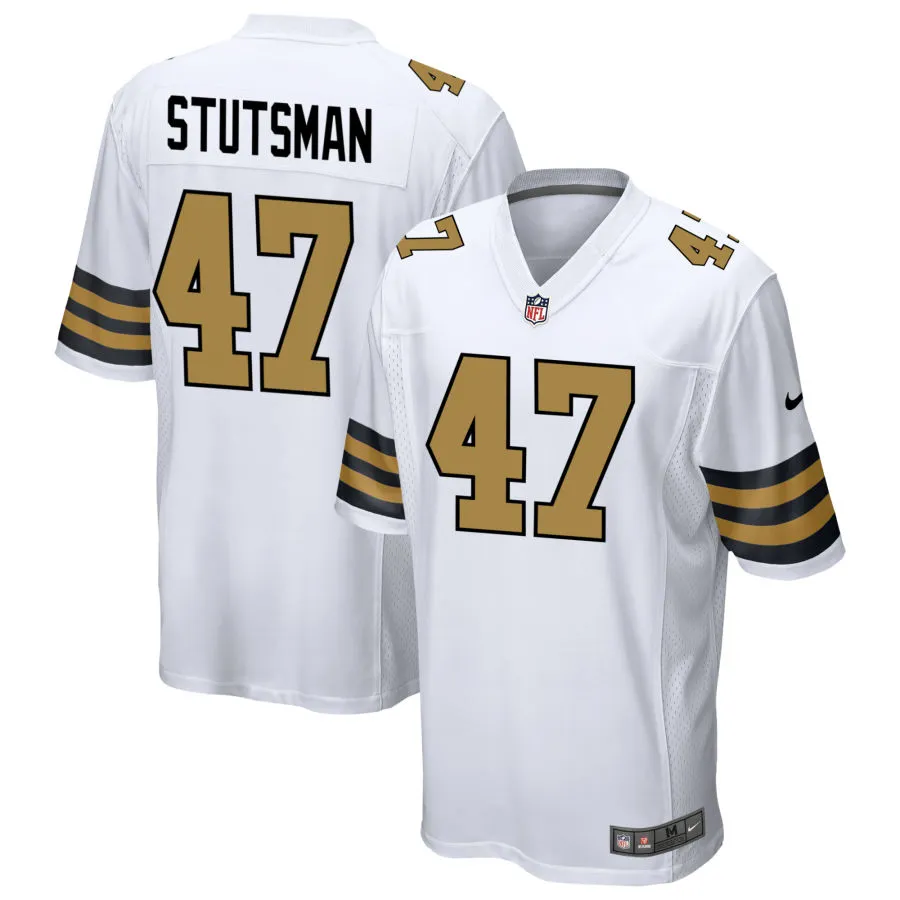 Mens New Orleans Saints #47 Danny Stutsman Nike White Gold Alternate F.U.S.E Limited Jersey