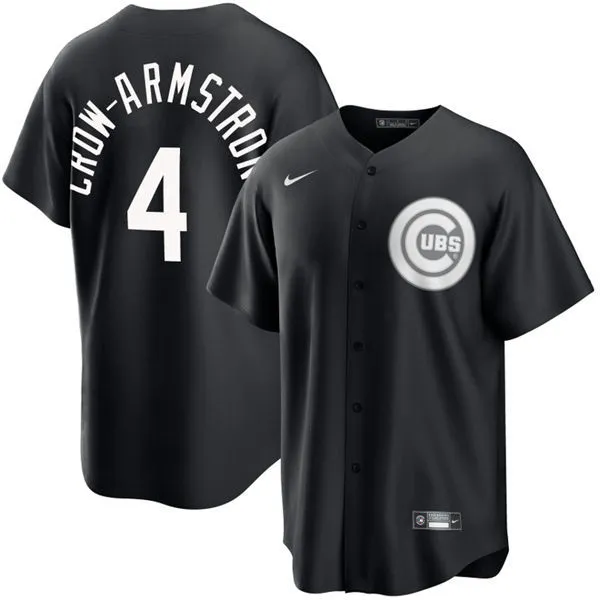 Mens Chicago Cubs #4 Pete Crow-Armstrong Black Fashion Limited Jersey