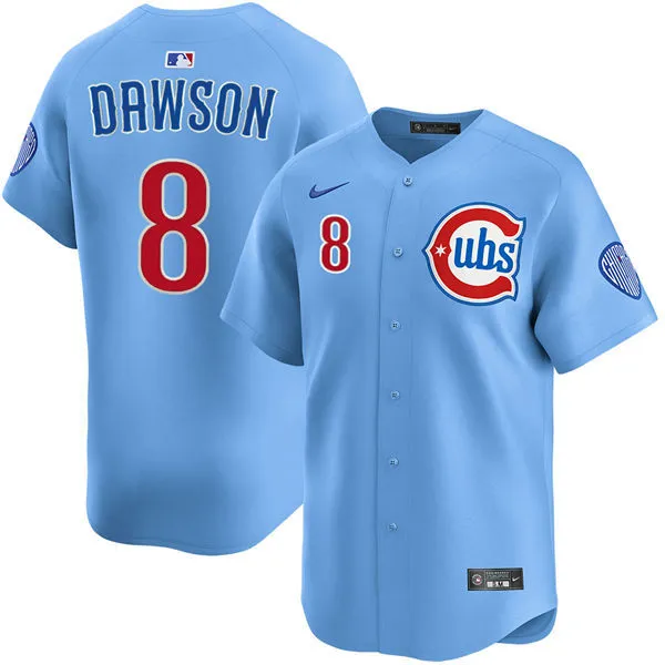 Mens Chicago Cubs #8 Andre Dawson Light Blue Alternate Limited Jersey