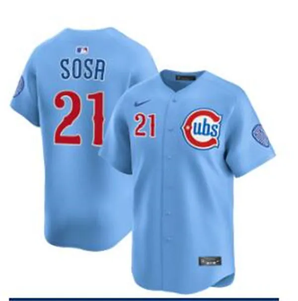 Mens Chicago Cubs #21 Sammy Sosa Light Blue Alternate Limited Jersey