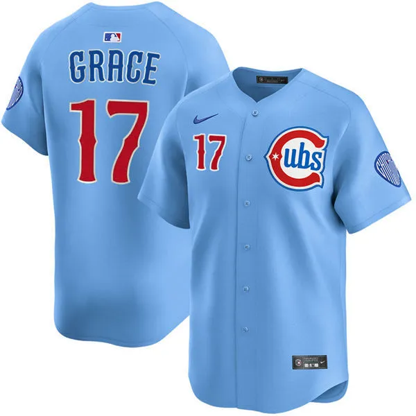 Mens Chicago Cubs #17 Mark Grace Light Blue Alternate Limited Jersey