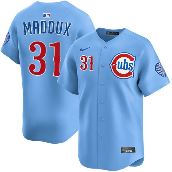 Mens Chicago Cubs #31 Greg Maddux Light Blue Alternate Limited Jersey