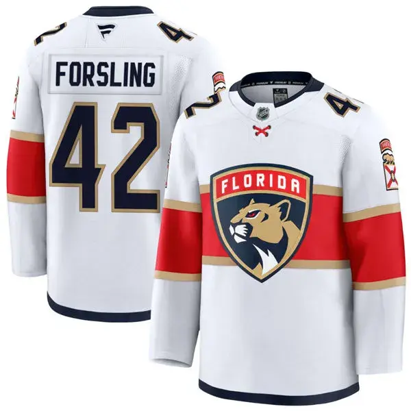 Youth Florida Panthers #42 Gustav Forsling Fanatics White Away Jersey