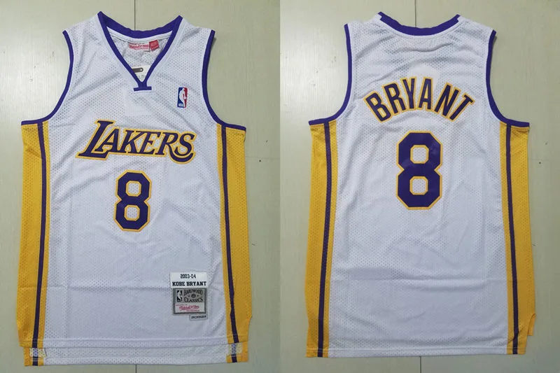 Mens Los Angeles Lakers #8 Kobe Bryant 2003-04 White Hardwood Classics Swingman Jersey