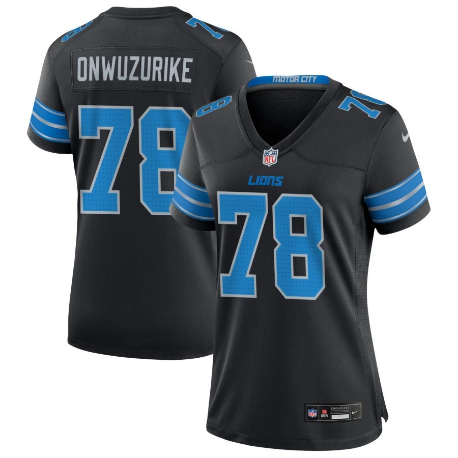 Womens Detroit Lions #78 Levi Onwuzurike Black 2nd Alternate Limited Jersey(1)