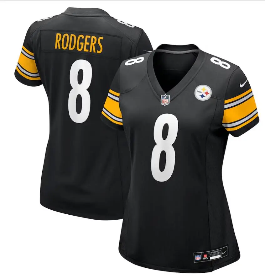 Women's Pittsburgh Steelers #8 Aaron Rodgers Nike Black Limited Jersey