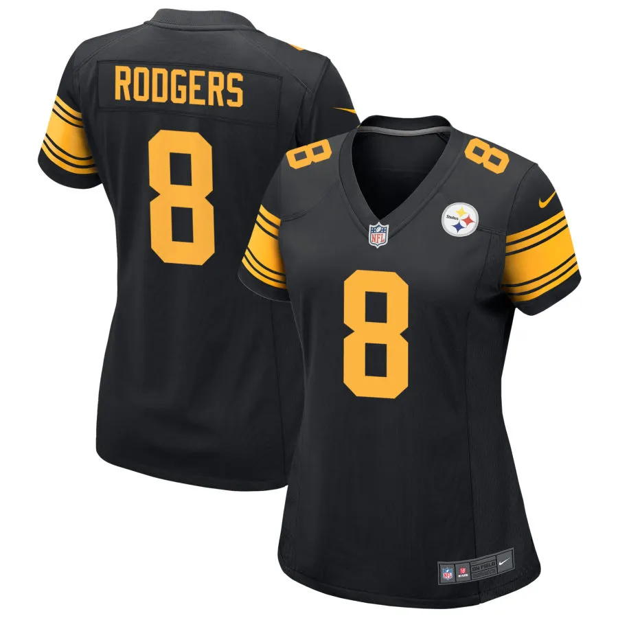 Women's Pittsburgh Steelers #8 Aaron Rodgers Nike Black Alternate 2 Limited Jersey