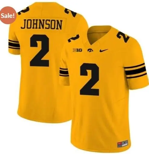 Iowa Hawkeyes #2 Kaleb Johnson Nike 2025 Gold College Football Game Jersey