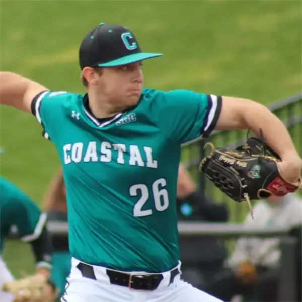Coastal Carolina Chanticleers #26 Riley Eikhoff 2025 Teal White Pullover College Baseball Game Jersey