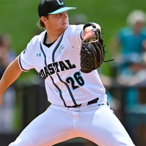 Coastal Carolina Chanticleers #26 Riley Eikhoff White Baseball Game Jersey