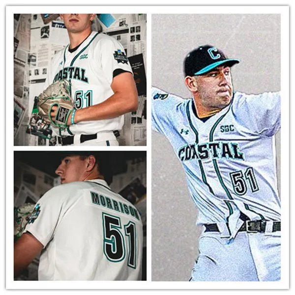 Coastal Carolina Chanticleers #51 Jacob Morrison White Baseball Game Jersey