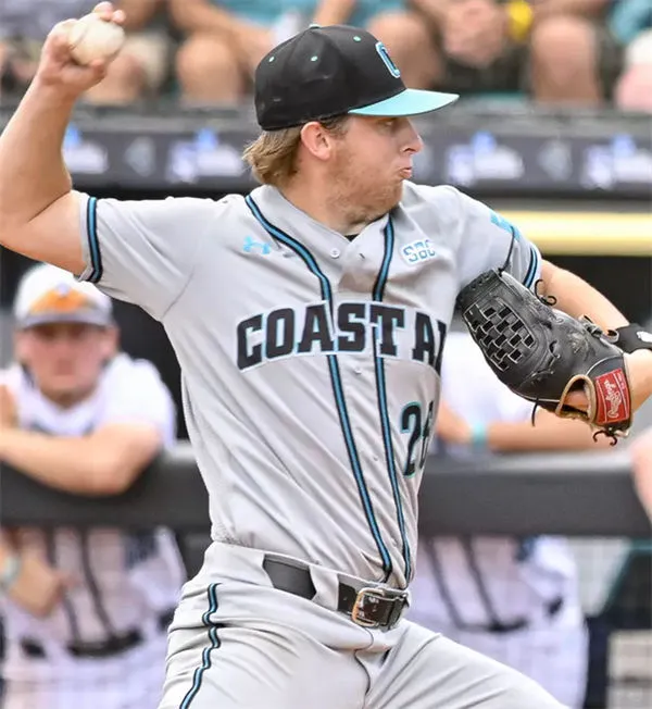 Coastal Carolina Chanticleers #26 Riley Eikhoff Gray Baseball Game Jersey