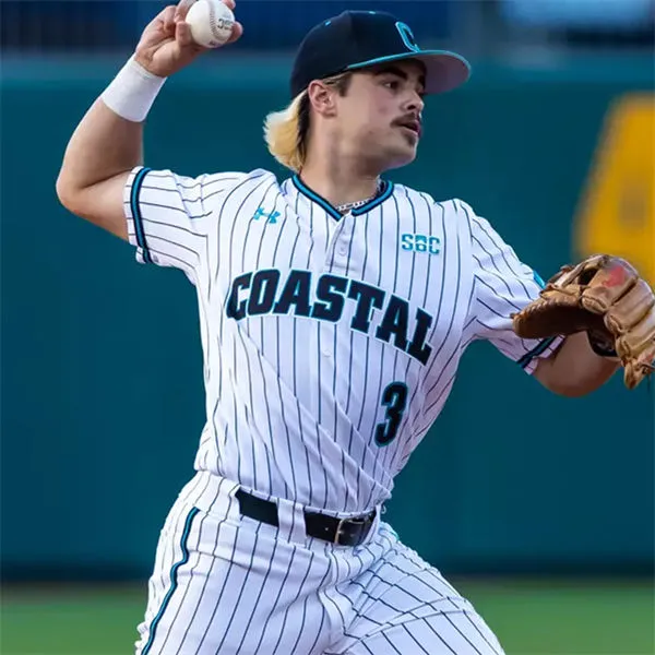 Coastal Carolina Chanticleers #3 Ty Dooley White Pinstripe Baseball Game Jersey