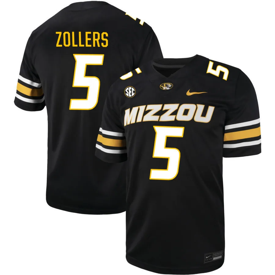 Missouri Tigers #5 Matt Zollers Nike 2025 Black Football Game Jersey