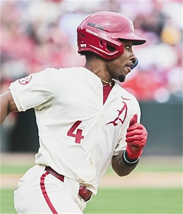 Arkansas Razorbacks #4 Justin Thomas Jr. 2024 Cream Team Logo College Baseball Jersey