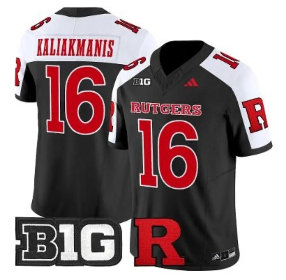 Rutgers Scarlet Knights #16 Athan Kaliakmanis Black White Gratitude F.U.S.E. Limited Football Jersey