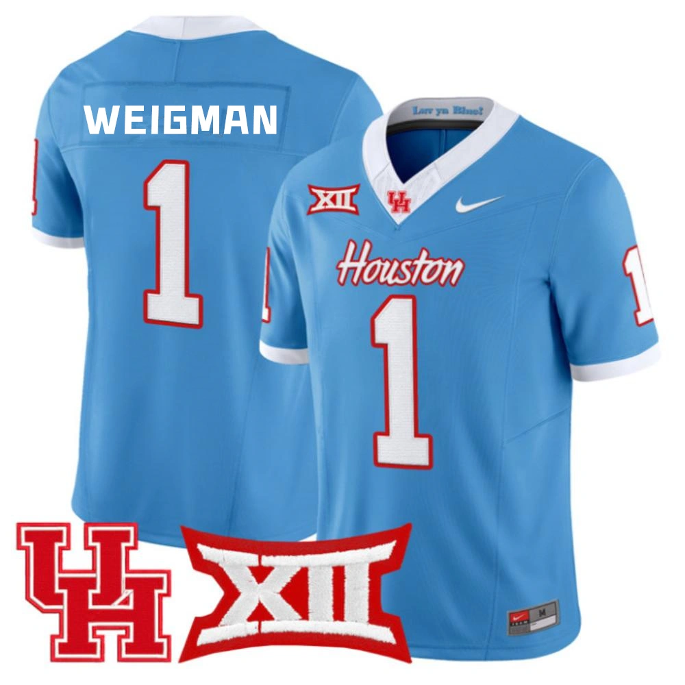 Houston Cougars #1 Conner Weigman 2025 Blue Vapor F.U.S.E. Limited Jersey