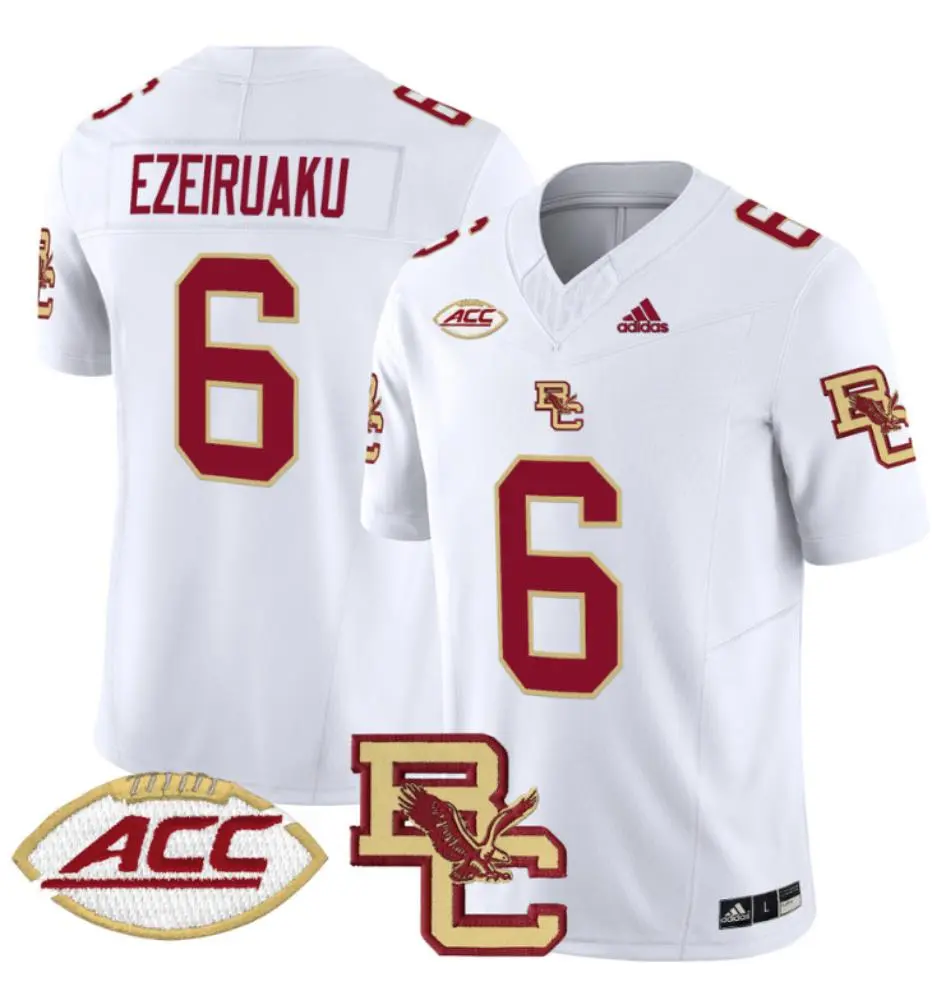 Boston College Eagles #6 Donovan Ezeiruaku Adidas 2024 White Football Game Jersey