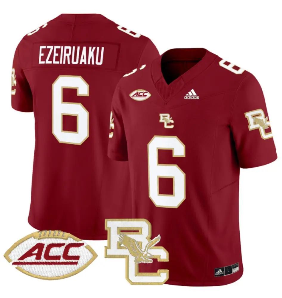 Boston College Eagles #6 Donovan Ezeiruaku Adidas 2024 Maroon Football Game Jersey