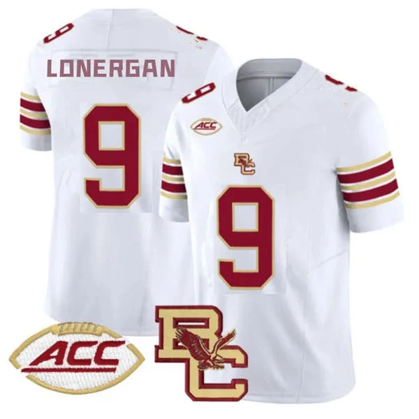 Boston College Eagles #9 Dylan Lonergan New Balance 2025 White Football Game Jersey