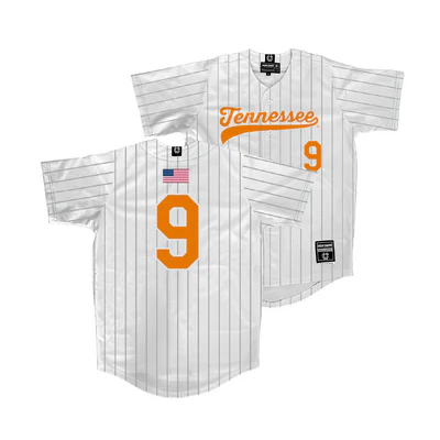 Tennessee Volunteers #9 Hunter Ensley Nike 2025 White Pinstripe Baseball Game Jersey