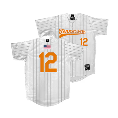 Tennessee Volunteers #12 Liam Doyle Nike 2025 White Pinstripe Baseball Game Jersey