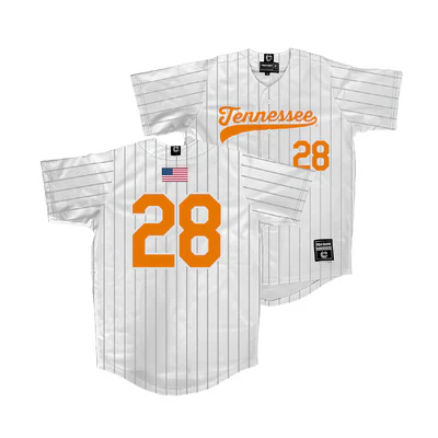Tennessee Volunteers #28 Ryan Combs Nike 2025 White Pinstripe Baseball Game Jersey