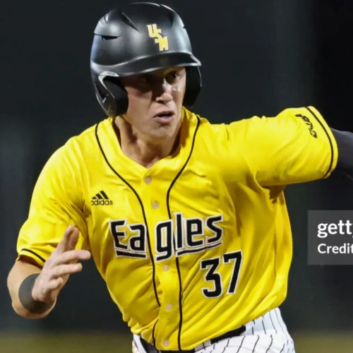 Southern Miss Golden Eagles #37 Carson Paetow Gold without name Baseball Game Jersey