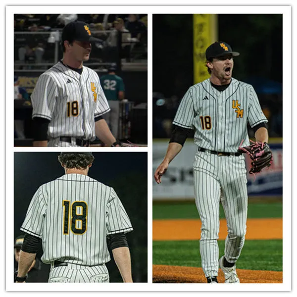 Southern Miss Golden Eagles #18 JB Middleton White Pinstripe without name Baseball Game Jersey