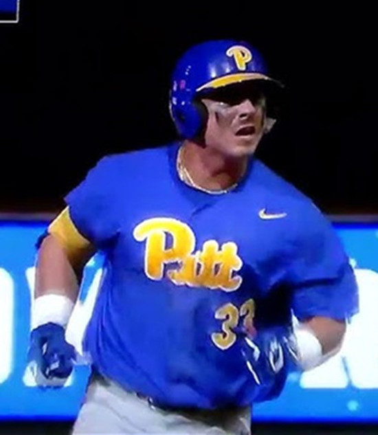 Pittsburgh Panthers #33 Luke Cantwell Blue Pitt College Baseball Game Jersey