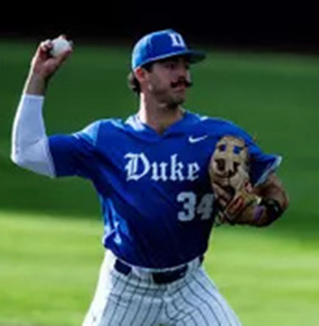 Duke Blue Devils #34 Ben Miller Royal White Pullover College Baseball Game Jersey