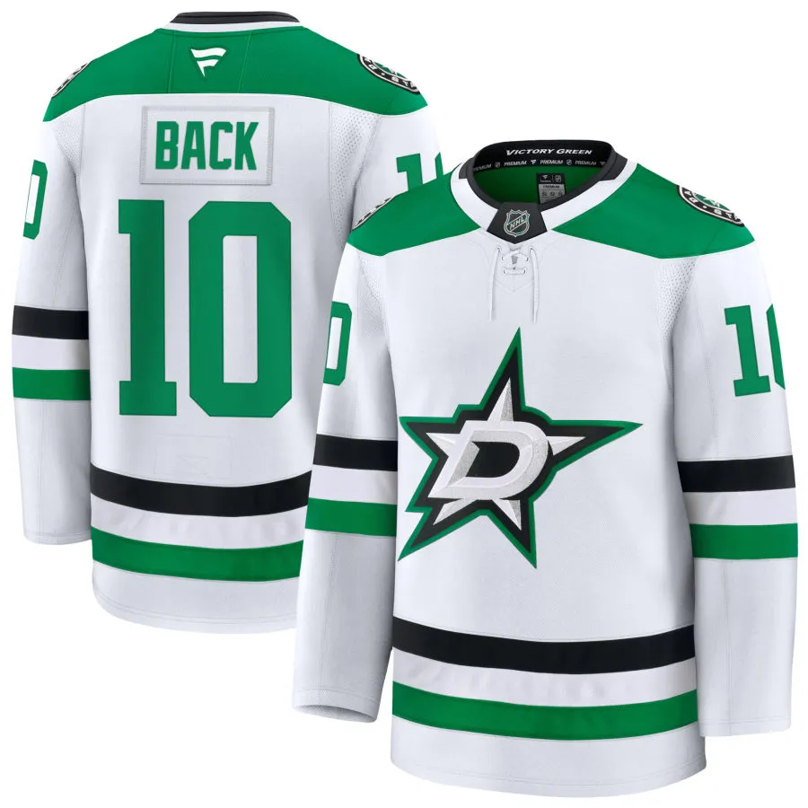 Men's Dallas Stars #10 Oskar Back Fanatics White Away Player Jersey