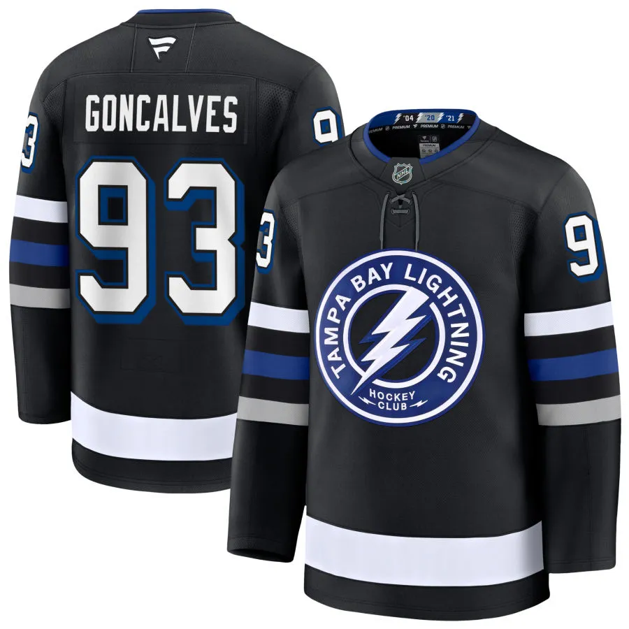 Mens Tampa Bay Lightning #93 Gage Goncalves Fanatics Black Alternate Player Jersey