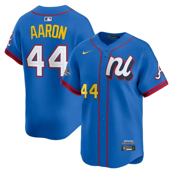 Atlanta Braves #44 Hank Aaron National League Nike 2025 All-Star Game Home Run Derby Jersey Blue