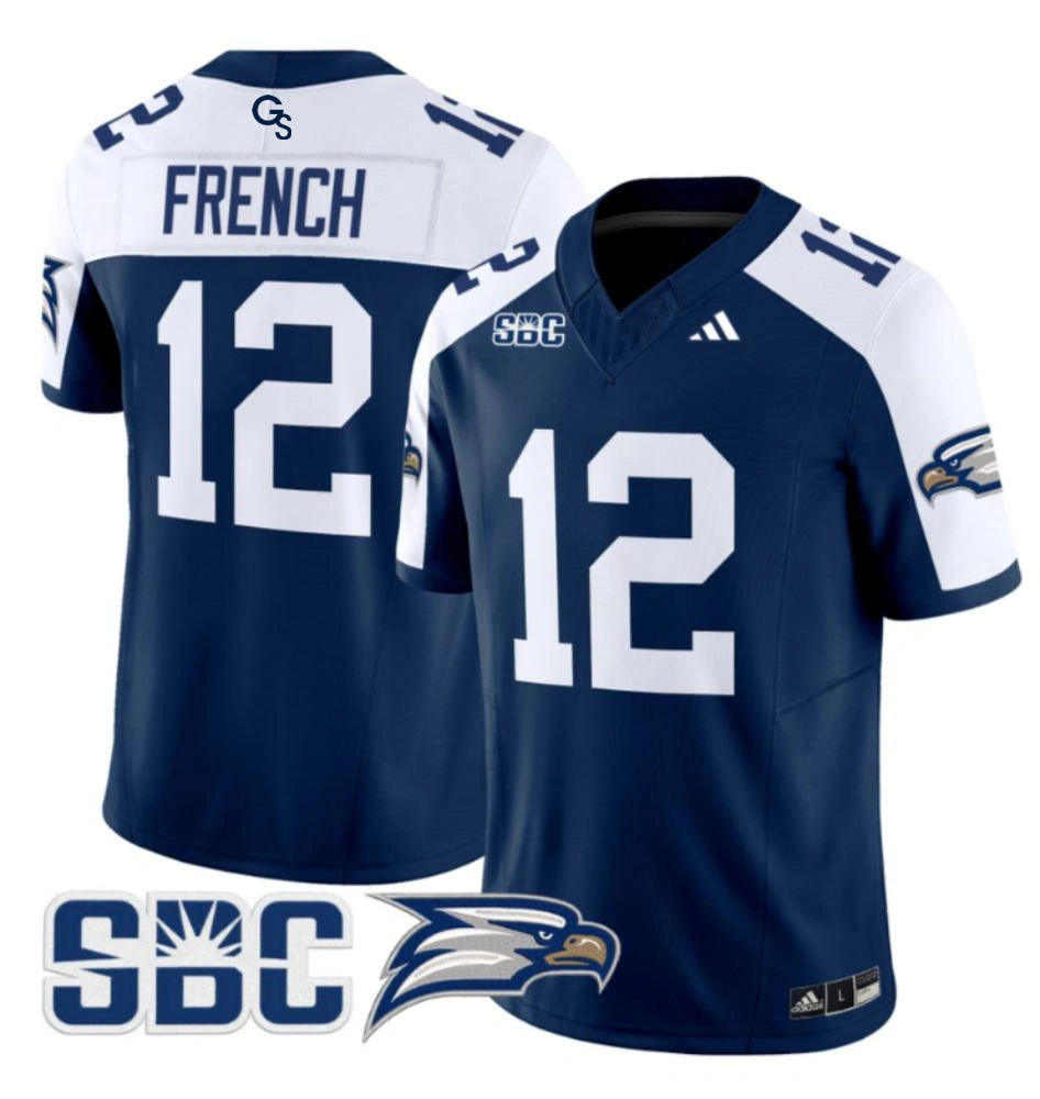 Georgia Southern Eagles #12 JC French Navy White Gratitude Football Limited Jersey