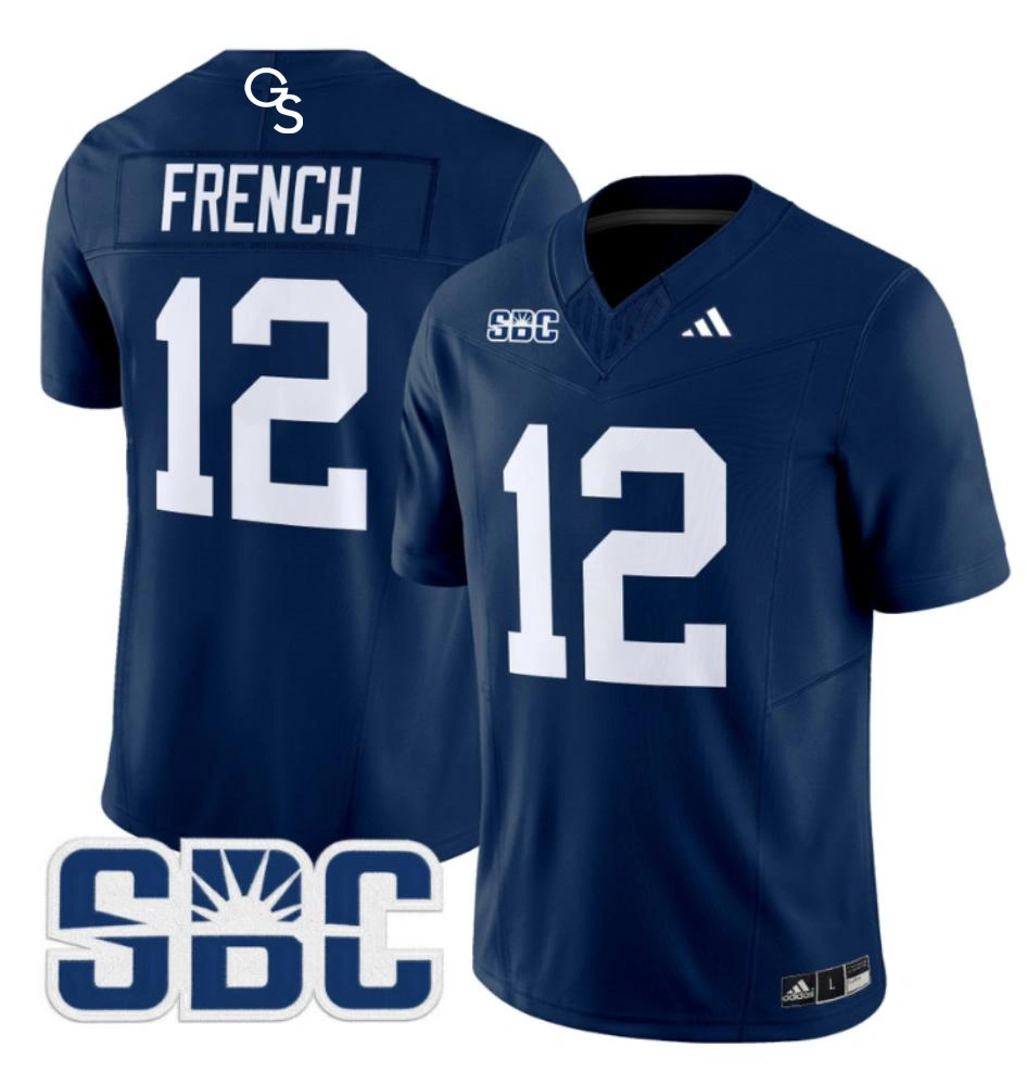 Georgia Southern Eagles #12 JC French Navy Adidas 2025 College football Game Jersey