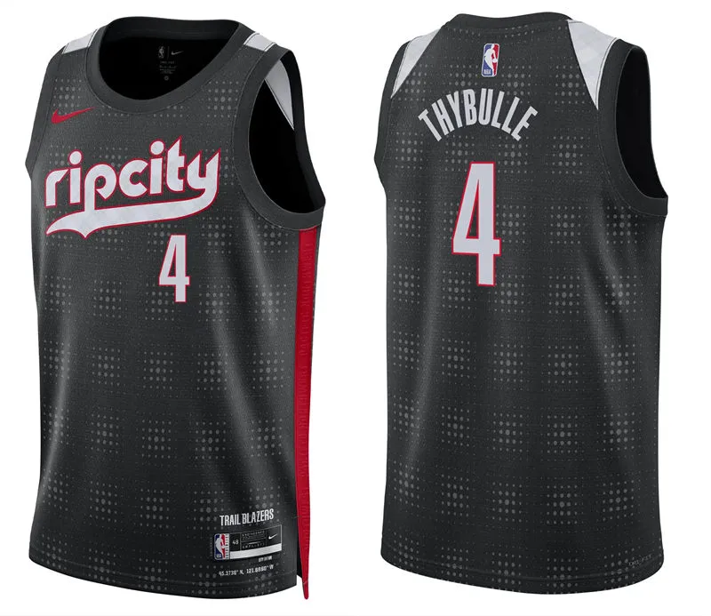 Mens Portland Trail Blazers #4 Matisse Thybulle Black 2024-25 City Edition Swingman Jersey
