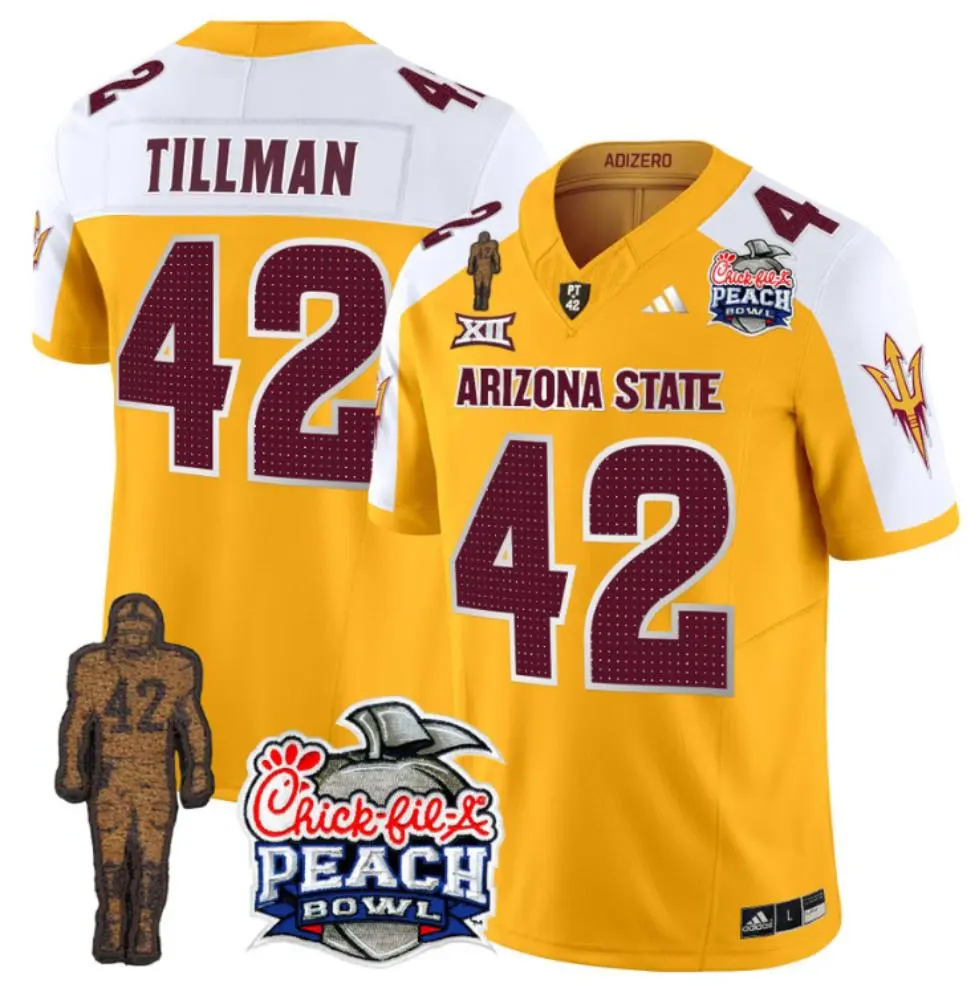 Arizona State Sun Devils #42 Pat Tillman Gold White Gratitude Football Limited Jersey