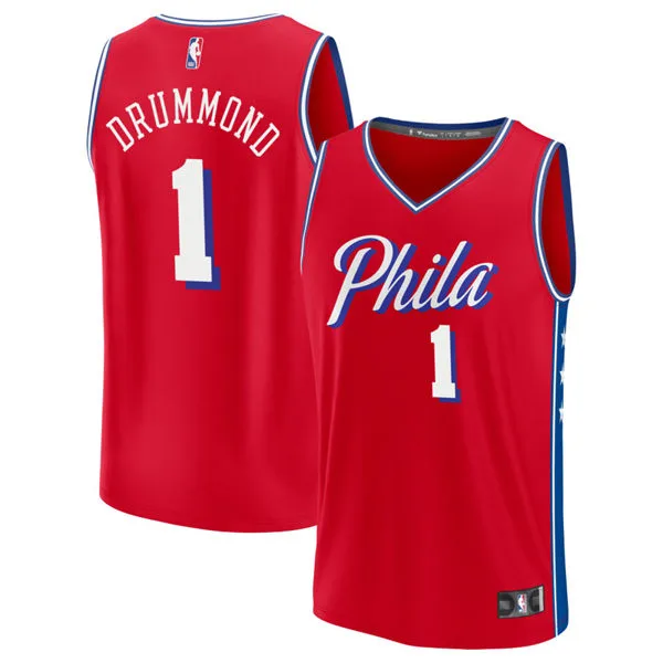 Mens Philadelphia 76ers #1 Andre Drummond Nike Red Statement Swingman Jersey