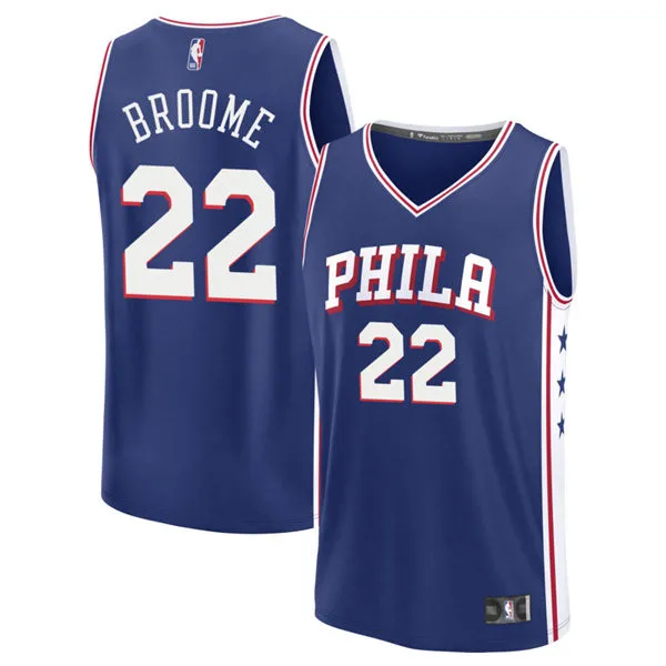 Mens Philadelphia 76ers #22 Johni Broome Nike Blue Icon Edition Swingman Jersey