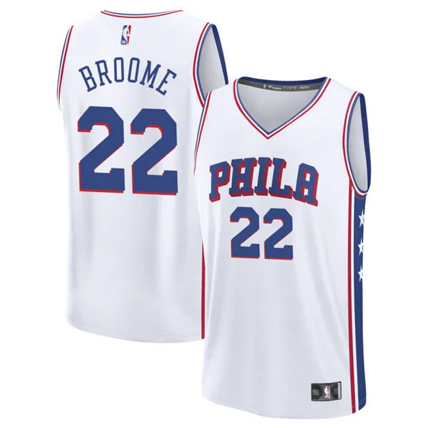 Mens Philadelphia 76ers #22 Johni Broome Nike White Association Edition Swingman Jersey