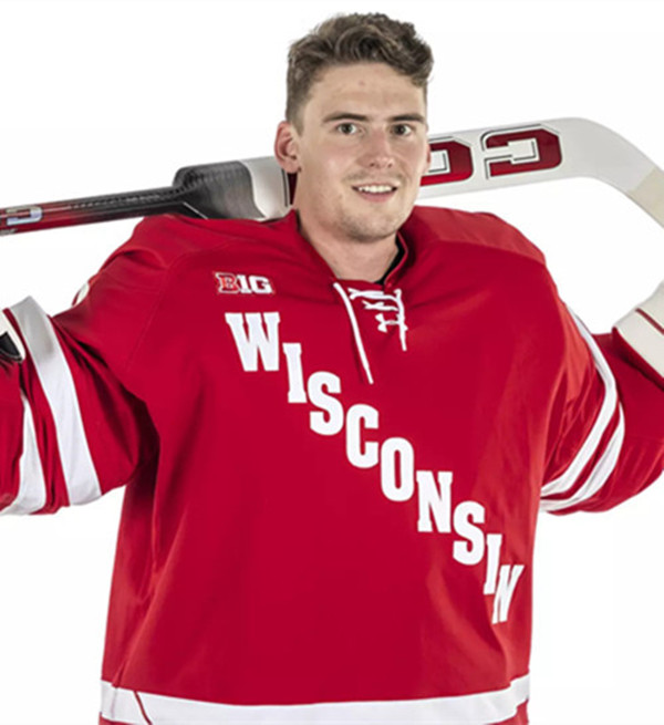 Wisconsin Badgers #30 Tommy Scarfone Cardinal College Hockey Game Jersey
